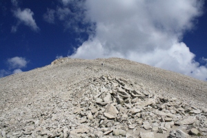 The talus leading to the summit